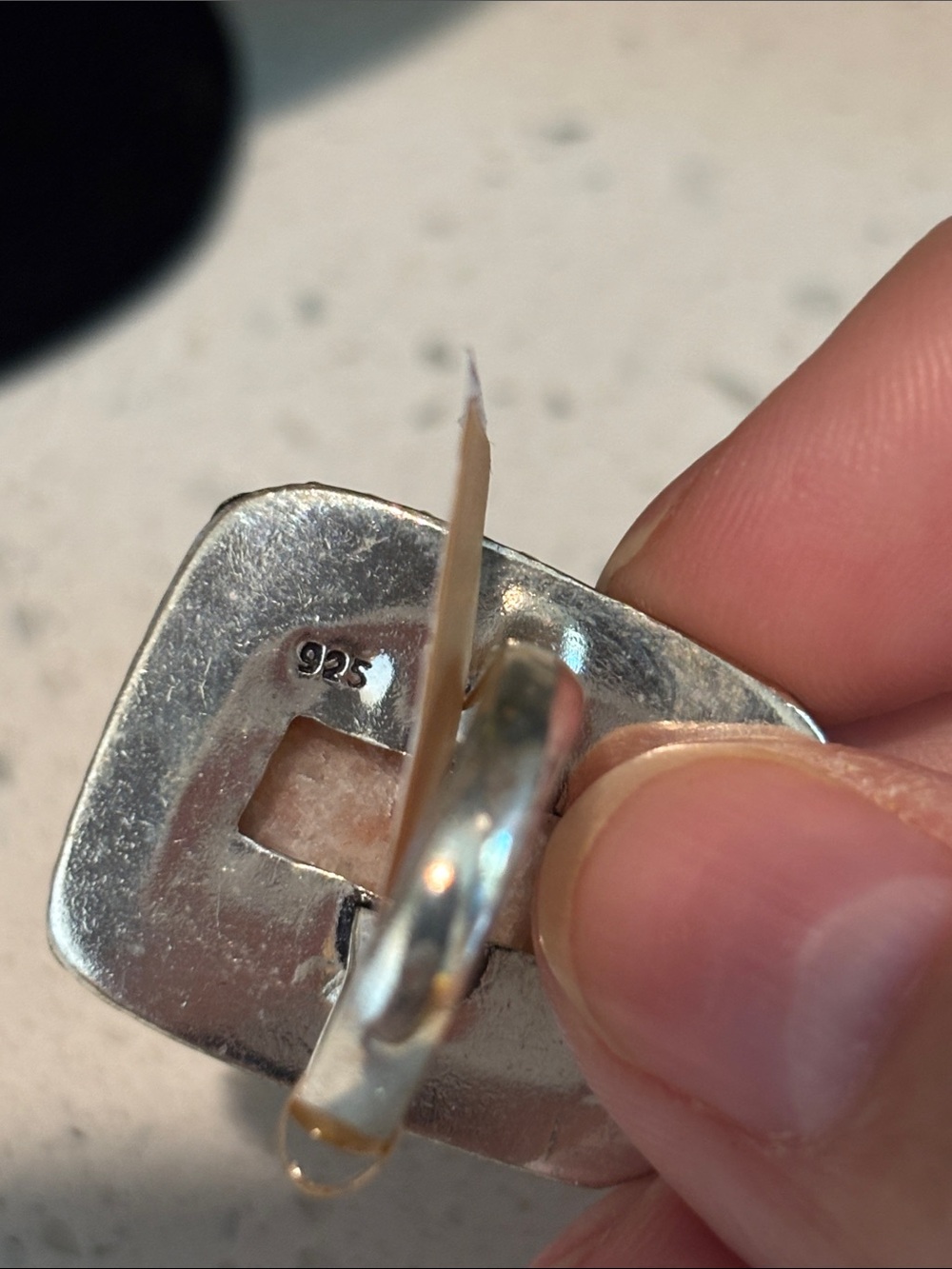 Sunstone Gemstone Statement Ring Size 7 - Picture 10 of 10
